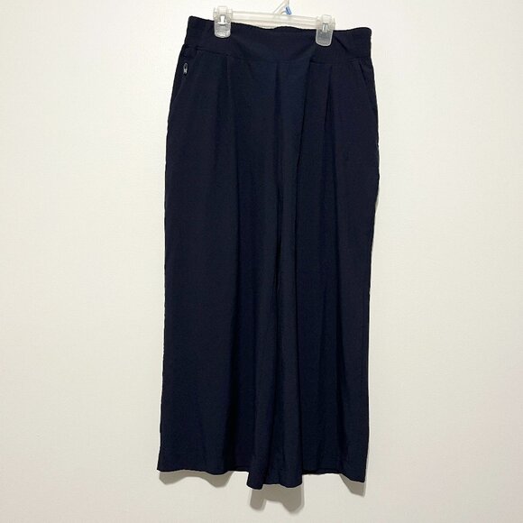 Quince Pants - Quince Womens Performance Tech Wide Leg Cropped Pants L Navy Blue Workout Gym